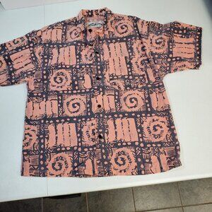 Legendary Bonhomme Shirt Mens Medium Pink Black Abstract Print Made USA Cotton